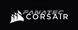 Logotipo de Corsair junto a hardware de simracing de Fanatec, representando la adquisición y el respaldo industrial de la marca para mejorar el servicio y stock.