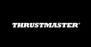 Logotipo oficial de Thrustmaster, marca clásica de periféricos y volantes para simracing.