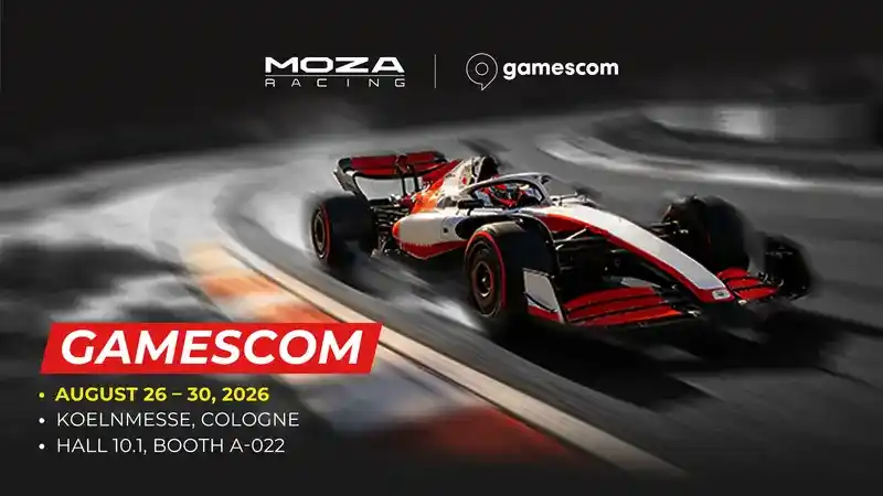 Monoplaza de carreras anunciando la presencia de Moza Racing en Gamescom