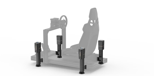 MOZA HMA150 Sistema de Movimiento Sistema de 4 actuadores hápticos MOZA HMA150 montados en un cockpit de simracing