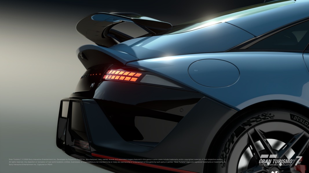 Vista trasera e iluminación del Hyundai IONIQ 6 N '25 en Gran Turismo 7